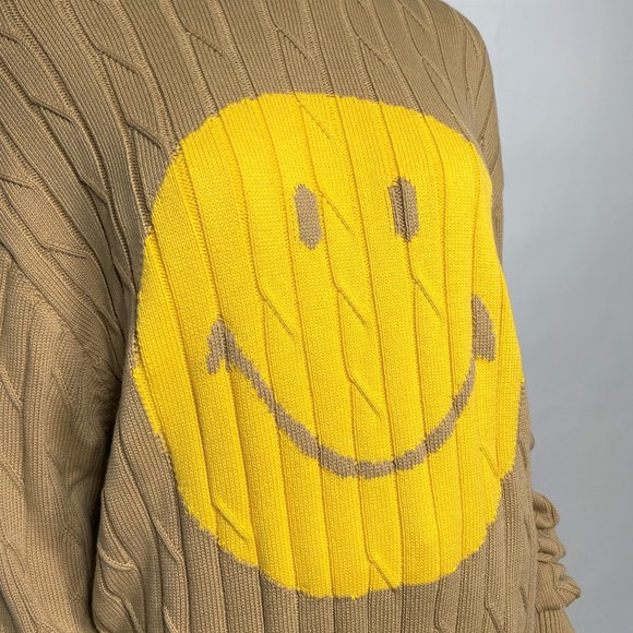 SMILEY x JOSHUA'S Unisex Tan Cable Knit Cotton Sweater - Picture 7 of 8